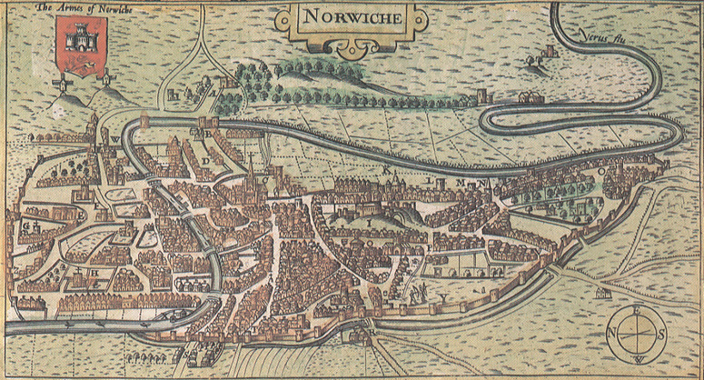 Drawn Map of Medieval Norwich